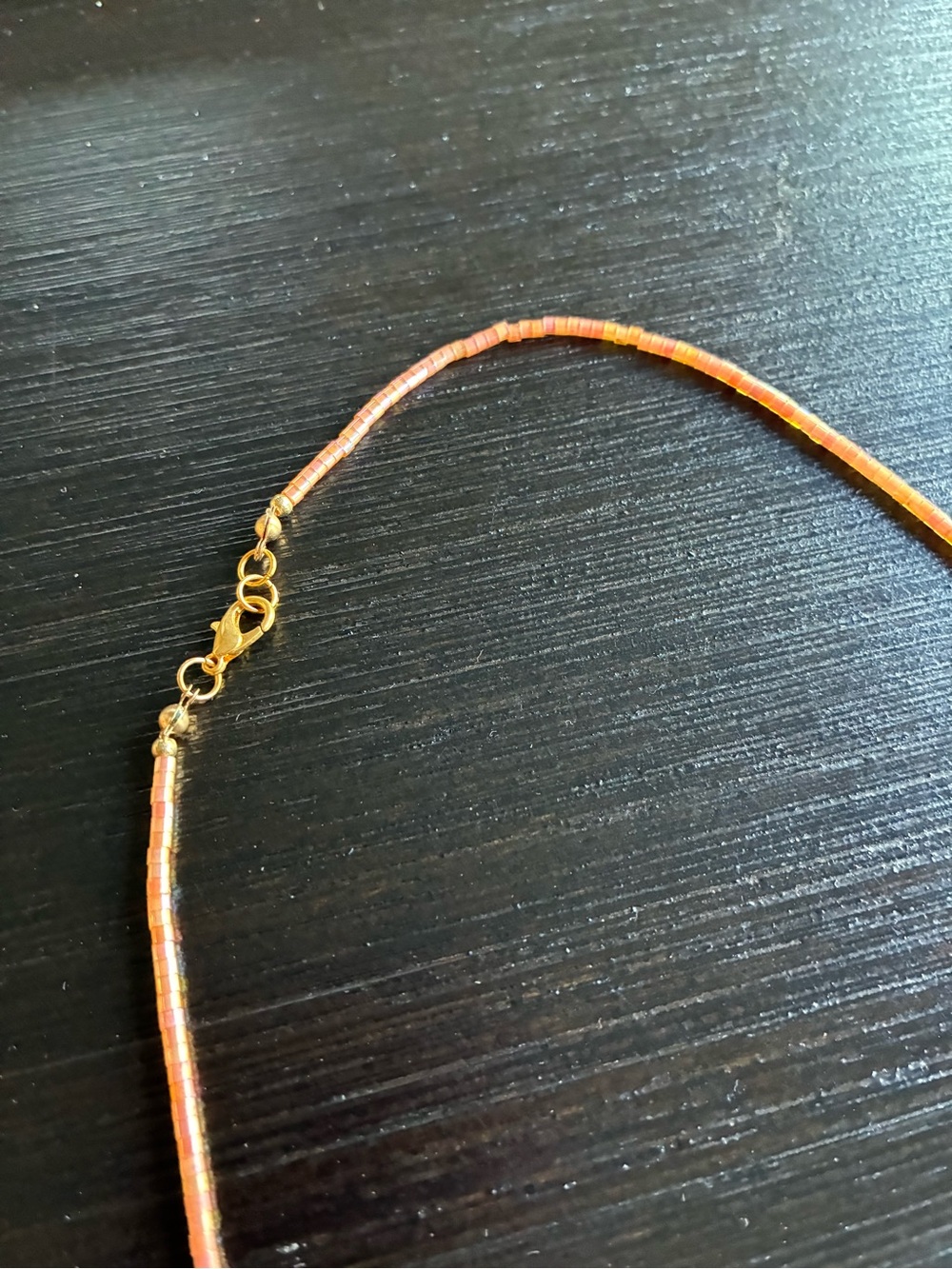 Handcrafted Orange Evil Eye Bead Necklace - Picture 3 of 3